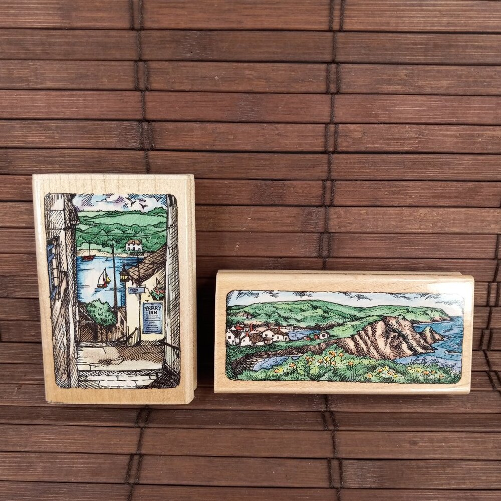 Lot 2 Stampendous Etchling Hope Cove View Ferry Inn 1996 Rubber Stamps
